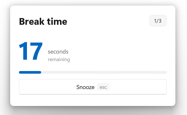 Short break — countdown